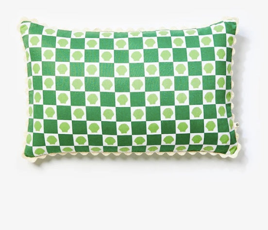 BONNIE AND NEIL Shell Check Green 60x40cm Cushion
