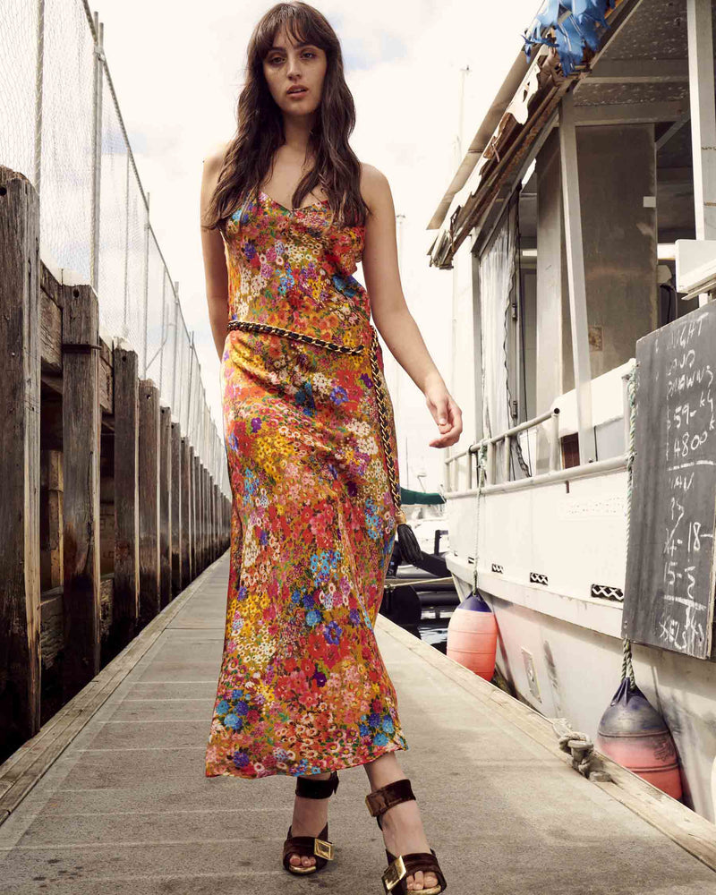 Forever Floral Honey Silk Slip dress