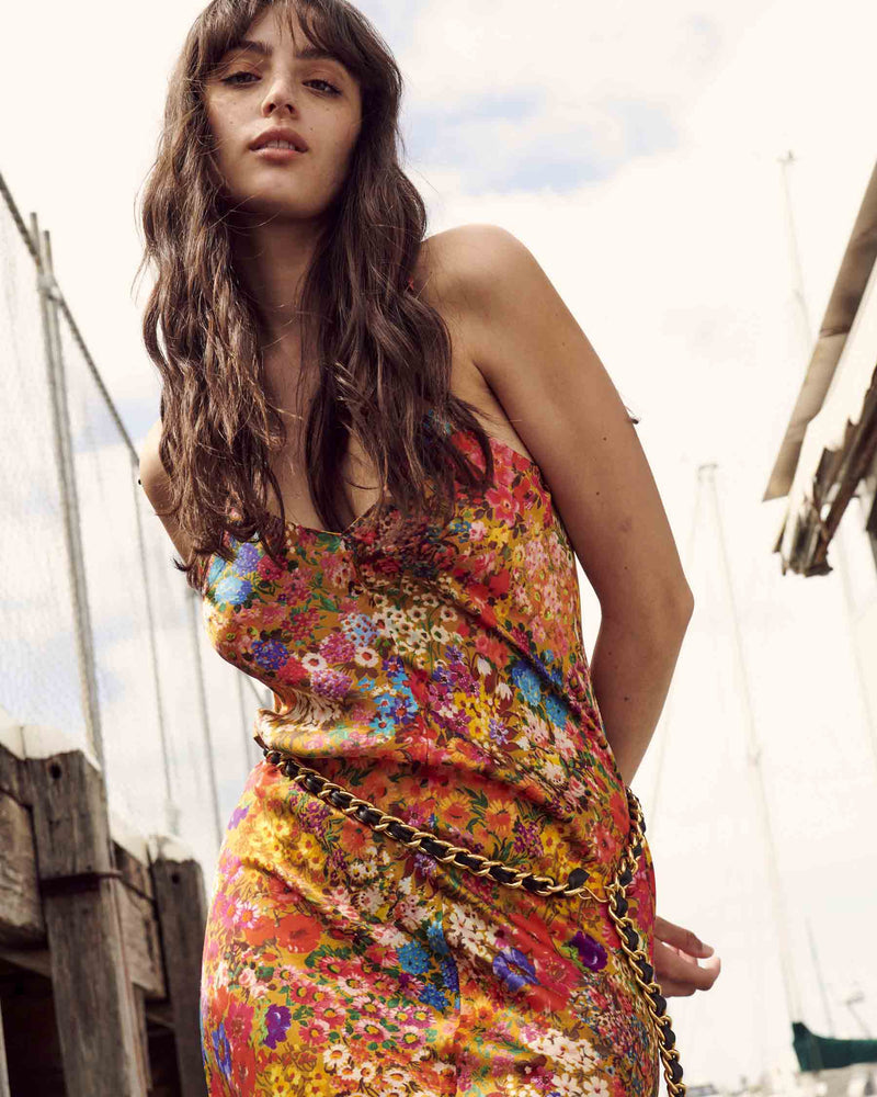 Forever Floral Honey Silk Slip dress