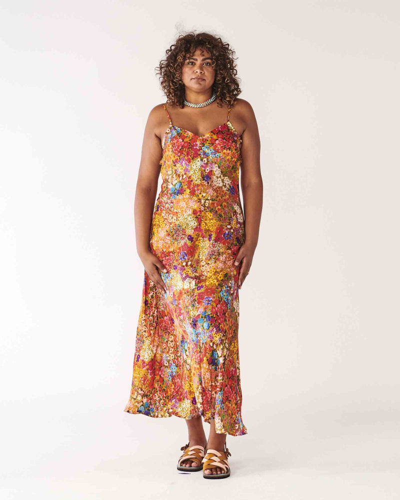 Forever Floral Honey Silk Slip dress